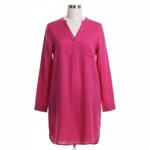 Martha Stewart Collection Pink Dress Womens Medium Hot Pink Long Sleeve V Neck